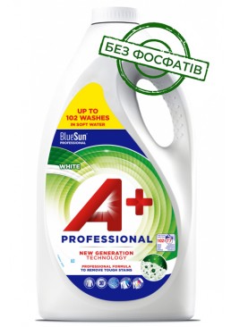 Гель для стирки A+ Professional White для белого белья, 4.62 л (102 стирки)